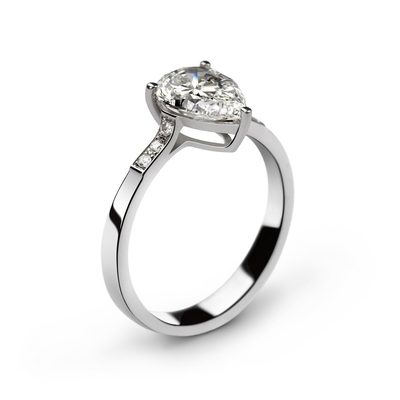 GIA Certified Diamond Engagement Ring 18k Pear Shape 1.60 CTW White Gold