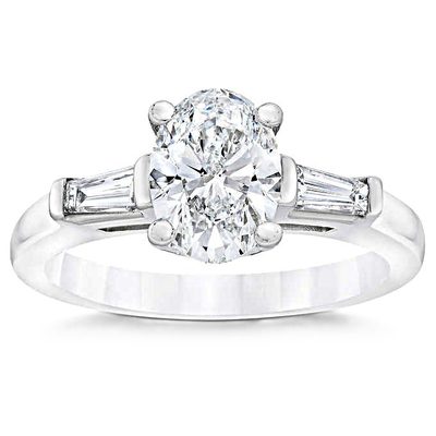 GIA Certified Three-Stone Diamond Ring set on Platinum - 1.00 Carat Center