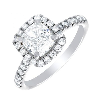 GIA 2.00 CTW Diamond Engagement Ladies Ring Cushion Cut 18k White Gold