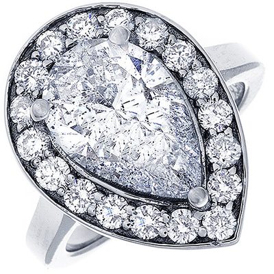 Diamond Engagement Halo Style Ladies Ring GIA Certified Pear Shape 1.50 CTW