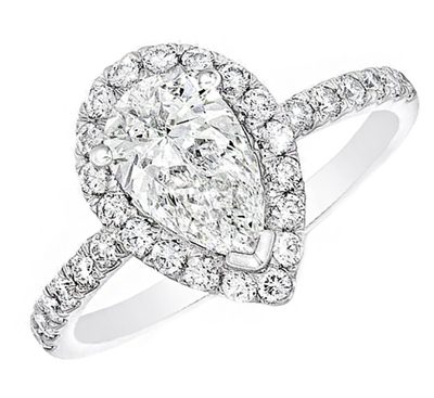 GIA Certified Diamond Engagement Ring 18k Pear Shaped Halo Design 1.90 Carat