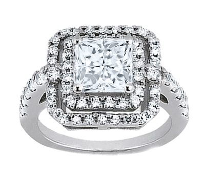 GIA Certified Diamond Engagement Ring 2.00 Carat Princess Cut 18k White Gold