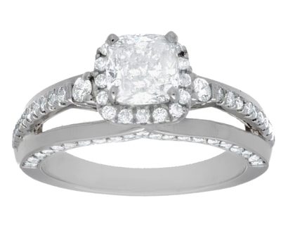 GIA Certified 2.50 Carat Diamond Engagement Ring Cushion Cut 18k White Gold