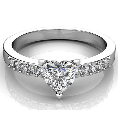 GIA Certified 1.50 Carat  Diamond Engagement Ring Heart Shape 18K White Gold