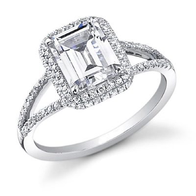 GIA Certified 2.50 Carat Emerald Cut Diamond Engagement Ring 18k White Gold