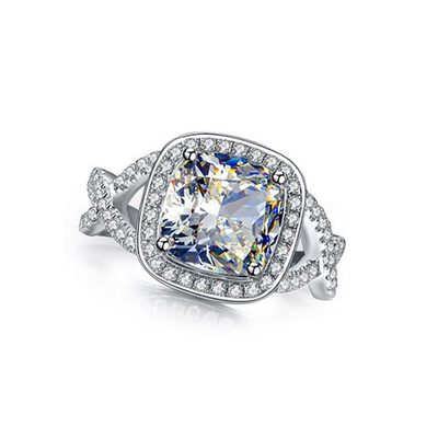 GIA Certified Diamond Engagement Ring 2.00 Carat Cushion Cut 18k White Gold