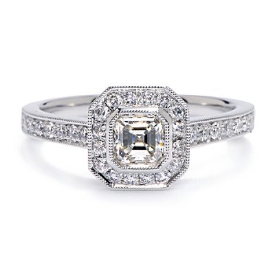 GIA Cert. 2 carat Cut Diamond Engagement Halo Design Ring 18k Gold