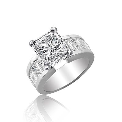 GIA Certified 2.50 Carat Radiant Cut Diamond Engagement Ring 18k White Gold