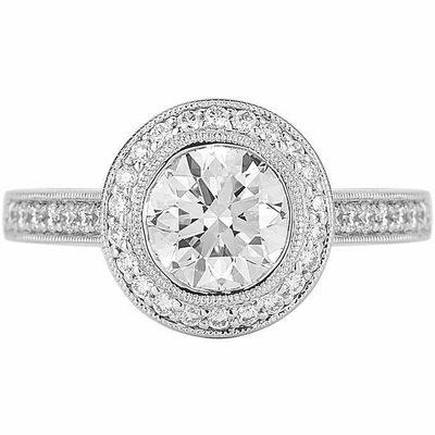GIA Certified 2.00 Carat Diamond Engagement Ring Round Cut 18k White Gold