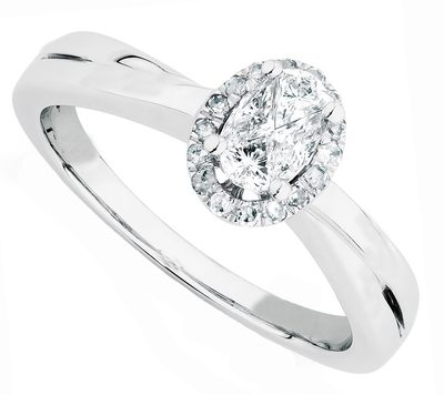GIA Certified Diamond Engagement Ring 1.50 Carat Oval & Round Cut 18k White Gold