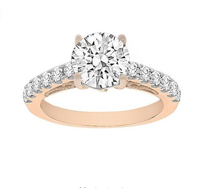 Diamond Engagement Ring 18k Rose Gold Ladies1.70 Ct. Natural Round Brilliant...