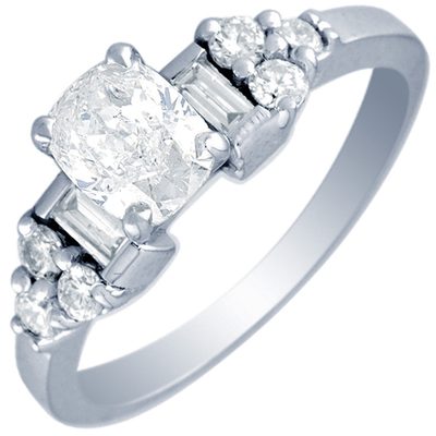 GIA Certified 1.80 CT Diamond Engagement Ring Cushion, Round and Baguette