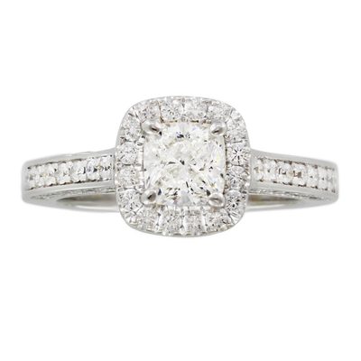 GIA Certified Gold 2.50 Carat Cushion Cut Diamond Engagement Ring 18k White