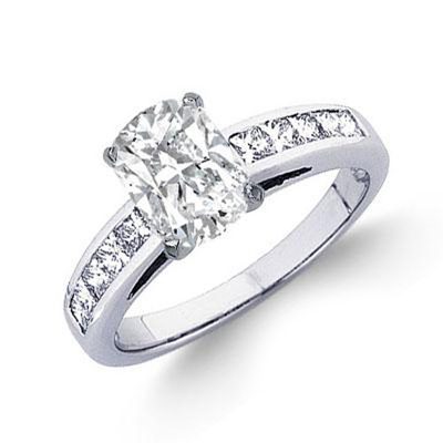 GIA Certified 2.00 Carat Diamond Engagement Ring Cushion Cut 18k White Gold
