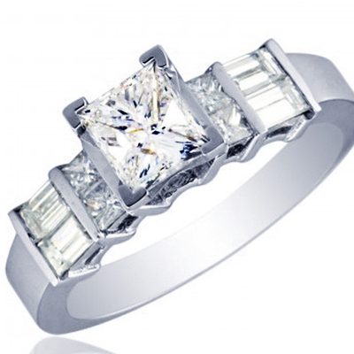GIA Certified 2.00 Carat Diamond Engagement Ring Princess Cut 18k White Gold