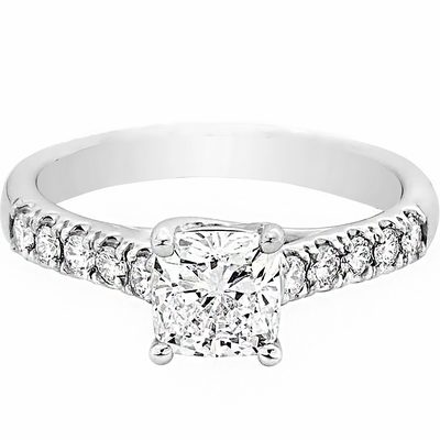 GIA Certified Diamond Engagement Ladies Cushion Cut Natural Ring 1.90 carat 1...