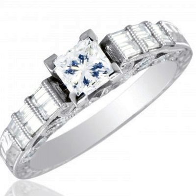 GIA certified  2.10 CTW 18K Gold Radiant Cut Diamond Engagement Ring