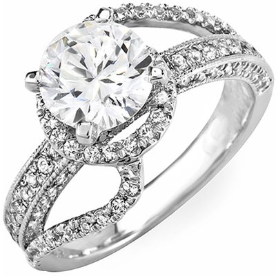 GIA Certified 3.00 CTW Diamond Engagement Ring Round Cut 18k Gold
