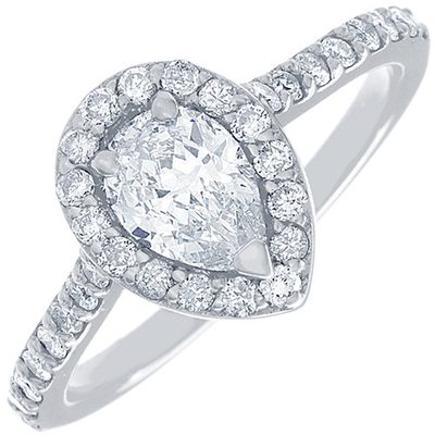 GIA Certified 2.20 CTW  Diamond Engagement Ring 18k White Gold Pear Shape