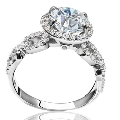 GIA Certified 2.00 CTW Diamond Engagement Ring  Round cut 18K White Gold