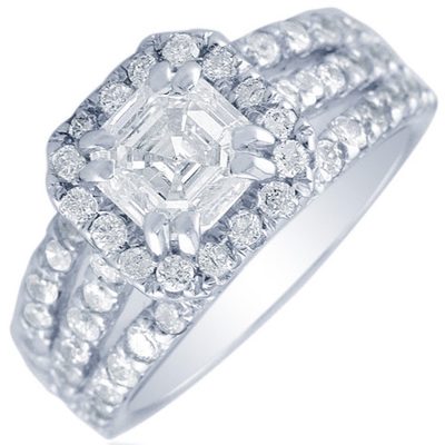 GIA 2.25 Carat 18k Gold Vintage Style Asscher Cut Diamond Engagement Ring
