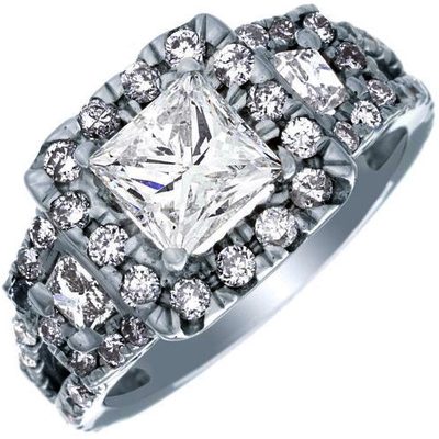 GIA Certified 2.50 Carat Diamond Engagement Ring Princess Cut 18k