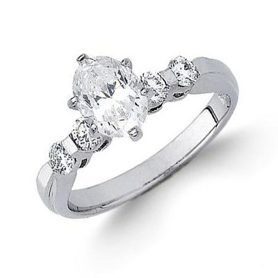 GIA Certified 1.40 CTW  Diamond Engagement Ring Oval & Round Cut 18K