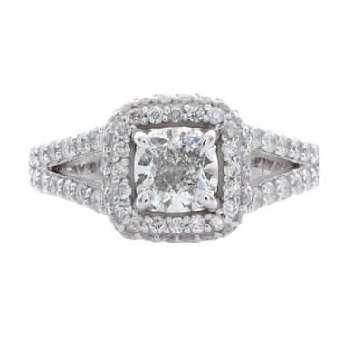 GIA Certified 2.50 Carat Diamond Engagement Ring Cushion Cut 18k White Gold