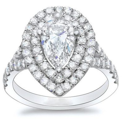 GIA Certified 2.40 CTW Diamond Engagement Ring Pear Shape 18K Gold