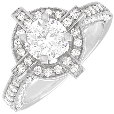 GIA Certified Diamond Engagement Ring 18k White Gold 2.50 Carat Round Cut