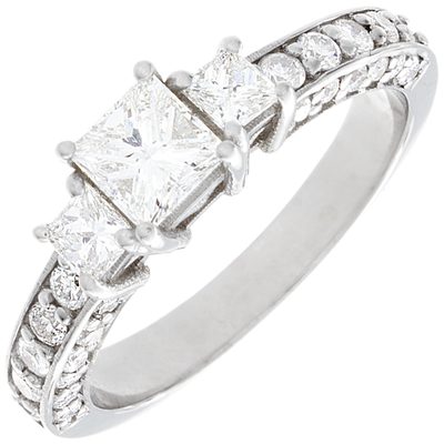GIA Certified 2.50ct Diamond Engagement Ring Princess & Round Cut 18k White Gold