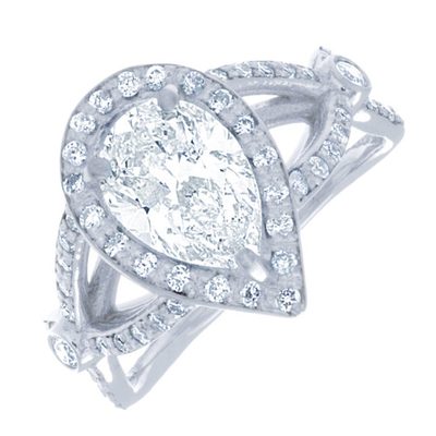 GIA Certified 2.20 CTW Diamond Engagement Ring Pear Shape 18k Gold