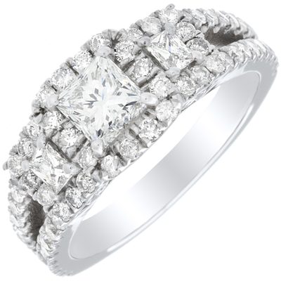 GIA Certified Diamond Engagement Ring Cushion Cut  2.2 CTW 18k White Gold