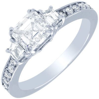 GIA Certified 2.00 Carat Diamond Engagement Ring Asscher Cut 18k White Gold