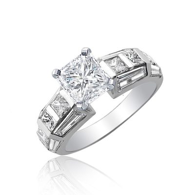 Vintage 2.50 CTW GIA certified Radiant Cut Diamond Engagement Ring 18K WG, VS1