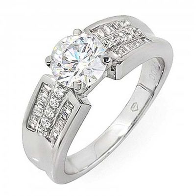 Diamond Engagement Ring 2.10 Carat 18k White Gold Round Shape GIA Certified