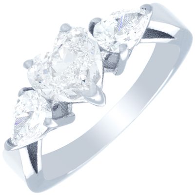1.6 CT Heart & Pear Shape 3 Stone Diamond Engagement Ring GIA Certified 18k Gold