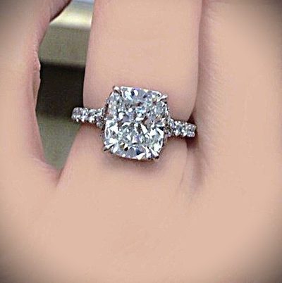 GIA Certified 2.00 CT Cushion Cut Diamond - Side Round Cut Pave' - Platinum