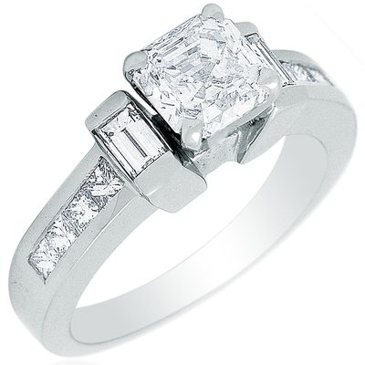 Diamond Engagement Ring Asscher Cut Platinum 2.00 Carat GIA Certified