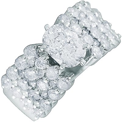 GIA Certified Diamond Engagement Ring Oval & Round Cut 18k White Gold 2.50 Carat