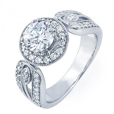 Round Cut Diamond Engagement Ring 2.00 Carat 18k Gold GIA Certified