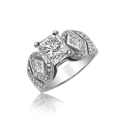 2.50 Carat Radiant Cut GIA Certified Diamond Engagement Ring 18k White Gold