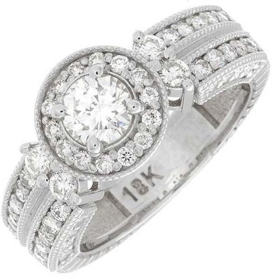 2.50 CT Round Brilliant Cut Diamond Engagement Ring GIA Certified 18k White Gold