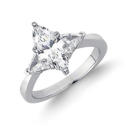 1.50 CT 18k Gold Marquise & Trapezoid Cut Diamond Engagement Ring GIA Certified