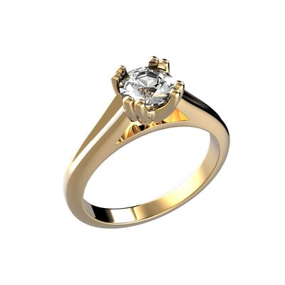 1 CTW Round Cut Solitaire Diamond Engagement Ring GIA Certified 18k Yellow Gold