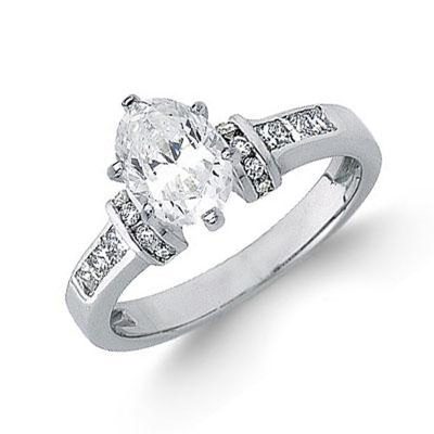 2.00 CTW GIA Certified Oval Cut Diamond Channel Engagement Ring 18K White Gold