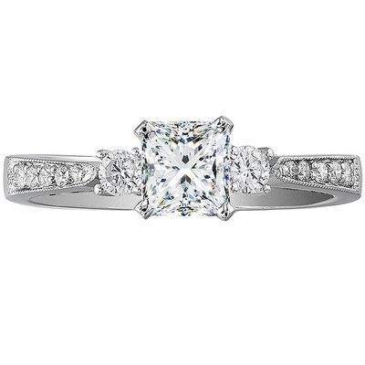 2.00ct Princess & Round Cut GIA Certified 18k White Gold Diamond Engagement Ring