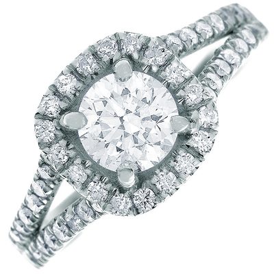 Diamond Engagement Ring Round Shape GIA Certified 2.00 Carat 18k White Gold