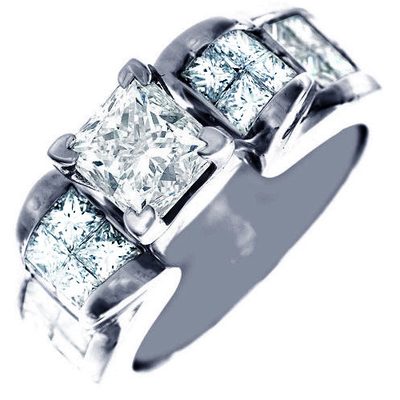 GIA Certified 2.50 Carat Diamond Engagement Ring Princess Cut 18k White Gold