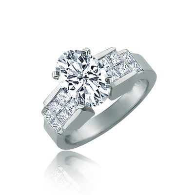 GIA Certified 2.00 CT Diamond Engagement Ring 18k White Gold Oval & Princess Cut